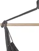 Close-up of a gray rope hammock attached to a wooden bar. Podgląd zdjęcia produktu