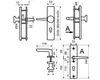 Technical drawing with dimensions of a door handle set. Produktbild-Vorschau