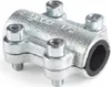 A close-up studio shot of a metal pipe repair clamp. Náhľad obrázku produktu