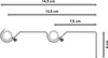Diagram showing dimensions of a telescopic curtain rod. Produktbild-Vorschau