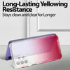 A phone case with a gradient color effect is shown in front of a white background with some architectural molding. Produktbild-Vorschau