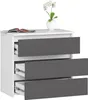 Comodino CL3 60 cm Bianco e Grigio Grafite con 3 Cassetti e Anteprima dell’immagine prodotto 2