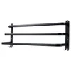 A black metal towel rack with three bars and two hooks, mounted on a white background. Anteprima dell’immagine prodotto