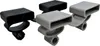 Four black and gray plastic caps for bed frames are displayed against a white background. Produktbild-Vorschau