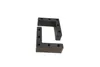 Two L-shaped black plastic furniture feet with multiple holes are arranged on a white background. Produktbild-Vorschau