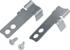 Two metal brackets with screws on a white background. Produktbild-Vorschau