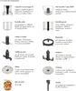 A collage of various accessories for a kitchen machine, with Italian text descriptions. Anteprima dell’immagine prodotto