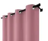 A close-up view of pink curtains hanging on a black curtain rod. Náhled obrázku produktu