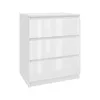 A white, three-drawer chest of drawers against a white background. Produktbild-Vorschau