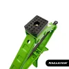 A close-up view of a green scissor jack with a black rubber pad on top. Produktbild-Vorschau