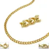 Kette 16mm Flachpanzer diamantiert vergoldet AMD 60cm gold Produktbild-Vorschau 3