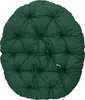 A round, dark green cushion with tufting and ties, shown from a top-down perspective against a white background. Náhled obrázku produktu