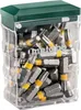 A clear, well-lit image of a set of screwdriver bits in a clear plastic container with a green lid. Anteprima dell’immagine prodotto