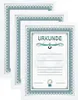 Three white document frames are stacked on a white background. The front frame displays a certificate with the word "URKUNDE" at the top. Produktbild-Vorschau