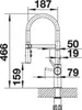 Technical drawing of a faucet with dimensions. Produktbild-Vorschau