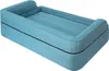 A blue dog bed with a black stripe detail, shown from a diagonal angle on a white background. Náhľad obrázku produktu