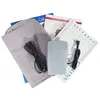 A sewing machine accessory kit, including a foot pedal, dust cover, and instruction manuals, laid out on a white background. Produktbild-Vorschau