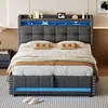A bed with LED lighting in a bedroom setting. Produktbild-Vorschau
