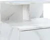 Close-up view of a white marble-look nightstand with a drawer and shelves. Náhľad obrázku produktu