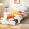 CDGlobal Polsterbett 90x200cm mit Steckdosen, Jugendbett Produktbild-Vorschau 2