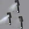Three black shower heads are shown, each spraying water in different patterns. Text labels indicate different spray modes. Produktbild-Vorschau