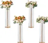 Four floral arrangements on tall, clear, beaded stands. Podgląd zdjęcia produktu