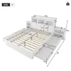 A diagram of a white bed frame with dimensions indicated by lines and numbers. Produktbild-Vorschau