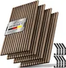 A set of wooden acoustic panels with a metal badge and several black hooks. Náhled obrázku produktu