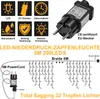 Diagram showing features and specifications of an LED string light. Produktbild-Vorschau