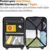 An open suitcase packed with clothes and toiletries. Produktbild-Vorschau