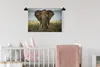 MuchoWow® Wandteppich Wandbehang Elefant - Tiere - Gras Produktbild-Vorschau 2