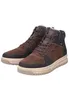 A pair of brown high-top boots on a white background. Voir les images du produit