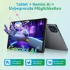 A tablet displaying a robotic hand holding a glowing orb, with the back of another tablet visible. Promotional text and feature icons are present. Produktbild-Vorschau