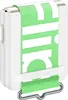 A white Samsung phone case with a green strap with white lettering. Produktbild-Vorschau