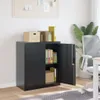 An office scene with a black metal cabinet filled with files and boxes, a chair, and a plant. Náhľad obrázku produktu
