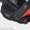 A close-up view of the motor housing and handle of an electric hedge trimmer. Produktbild-Vorschau