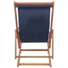 A back view of a blue fabric deck chair with a wooden frame. Anteprima dell’immagine prodotto