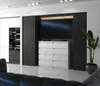 A modern living room with a TV, a white dresser, and a wine cabinet. Produktbild-Vorschau