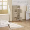 A bedroom scene with a shelf unit, bed, and window. Produktbild-Vorschau