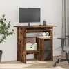 A computer desk with a monitor, keyboard, computer tower, and storage boxes. Podgląd zdjęcia produktu