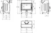 Technical drawing with dimensions of a fireplace insert. Produktbild-Vorschau