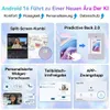 Collage of marketing images showcasing Android 16 features. Produktbild-Vorschau