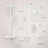 A technical drawing with dimensions of a shower system. Anteprima dell’immagine prodotto