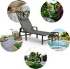 A collage of images showing a gray lounge chair in various outdoor settings, including a balcony, a garden, and by a swimming pool. Náhled obrázku produktu