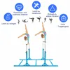 A marketing image showing a gymnastics bar with two figures demonstrating its use, accompanied by feature callouts. Anteprima dell’immagine prodotto