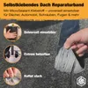 A hand is shown applying a self-adhesive repair tape to a surface, with text overlays highlighting product features. Produktbild-Vorschau