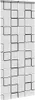 A close-up view of a white shower roller blind with a black grid pattern. Náhled obrázku produktu