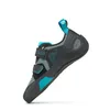 Kletterschuh "Force" von Scarpa in Schwarz und Türkis mit zwei Klettverschlüssen und ergonomischem Design. Produktbild-Vorschau
