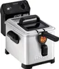 A silver and black Tefal electric deep fryer is shown from a three-quarter angle against a white background. Produktbild-Vorschau