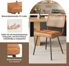 A chair with a rattan back and leather seat is shown in a dining room setting, with close-up images highlighting its features. Produktbild-Vorschau